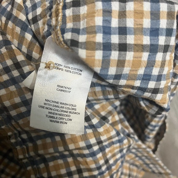 RED HEAD Men's Button Shirt Large Blue/Tan Check Short Sleeve Casual - Picture 5 of 8